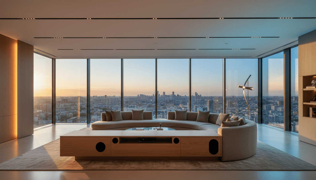 Residential interior design showcase with modern furnishings and natural light