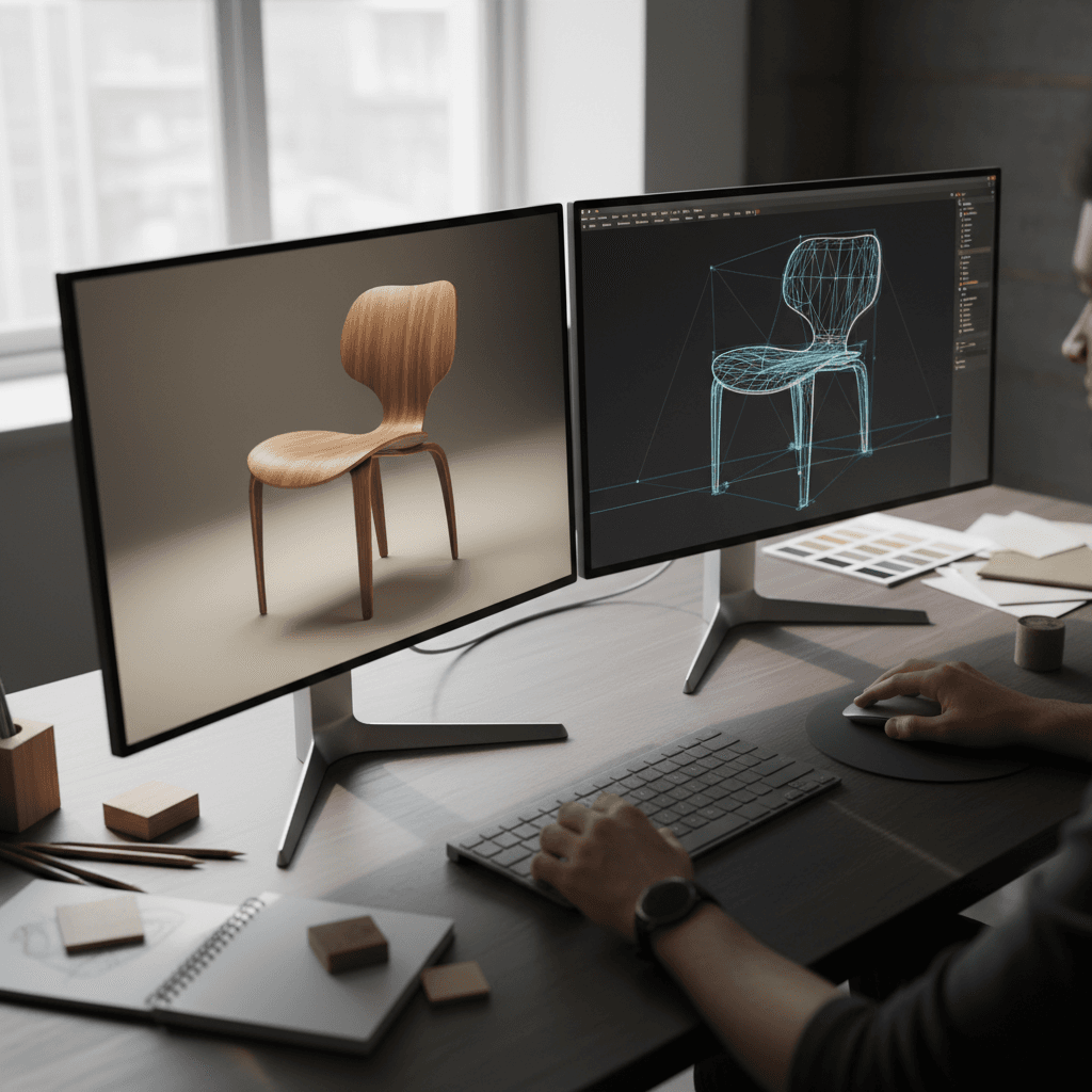 3D visualization displayed on monitor for client review